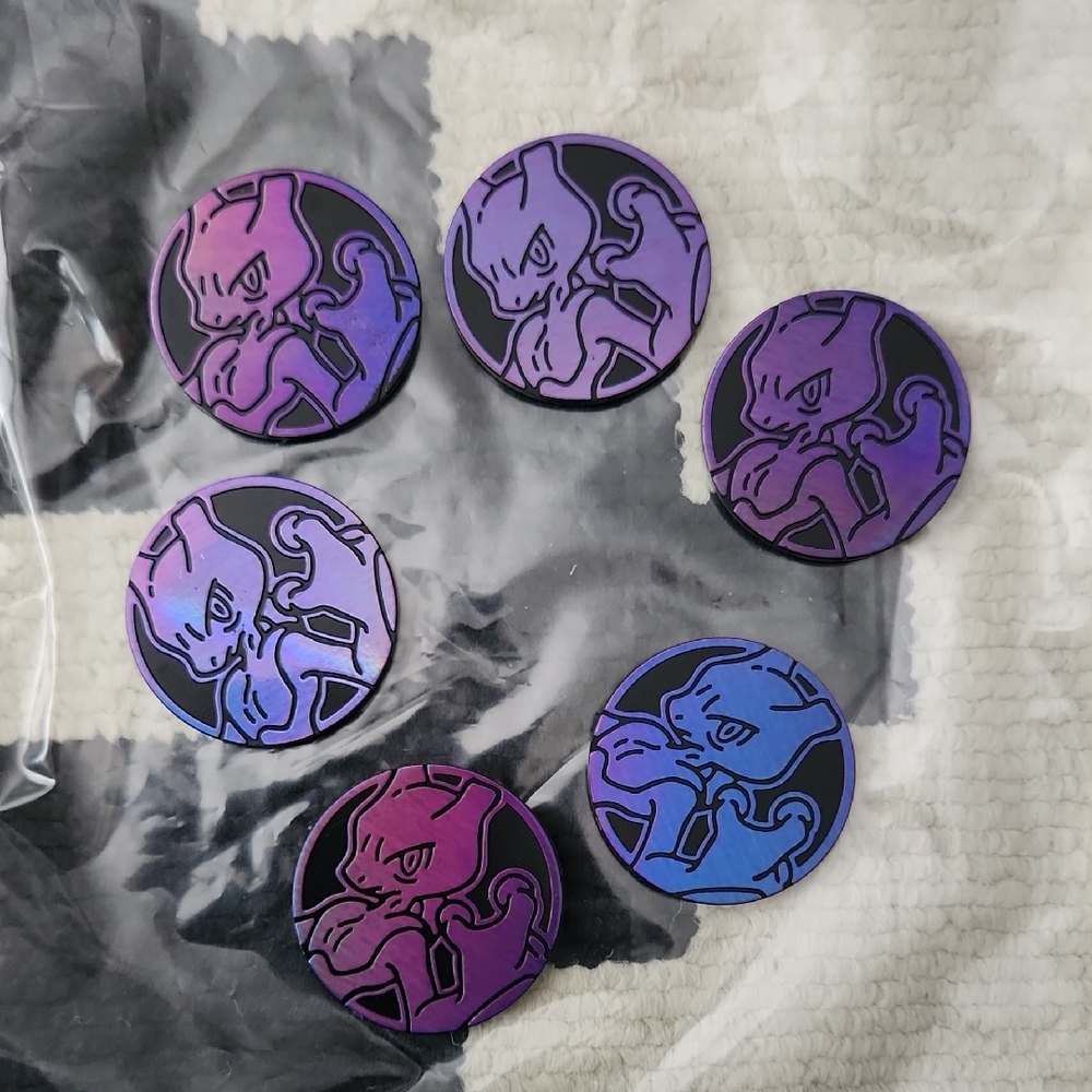 Mewtwo Pokemon Character Coins - 6 In Set GAME PIECE